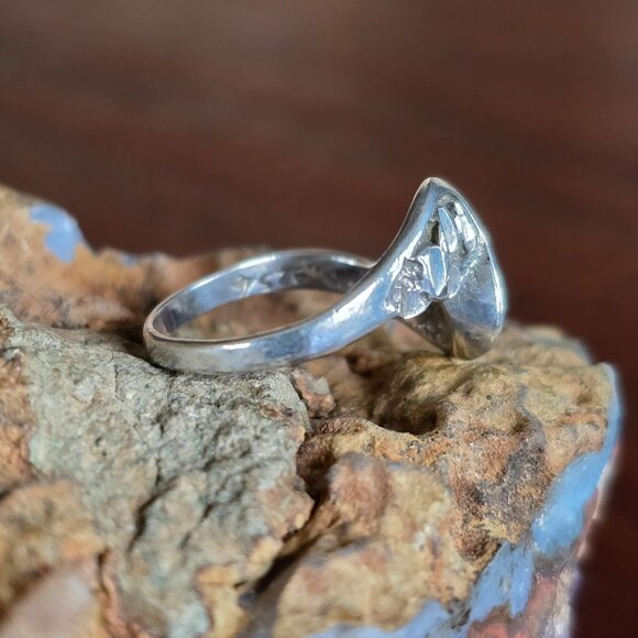 VTG Sterling Silver Diamond Cut Wave Design Ring Size 6 Textured Detail Signed - Picture 4 of 8